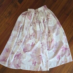 Women's Floral Midi Skirt - Pink/White